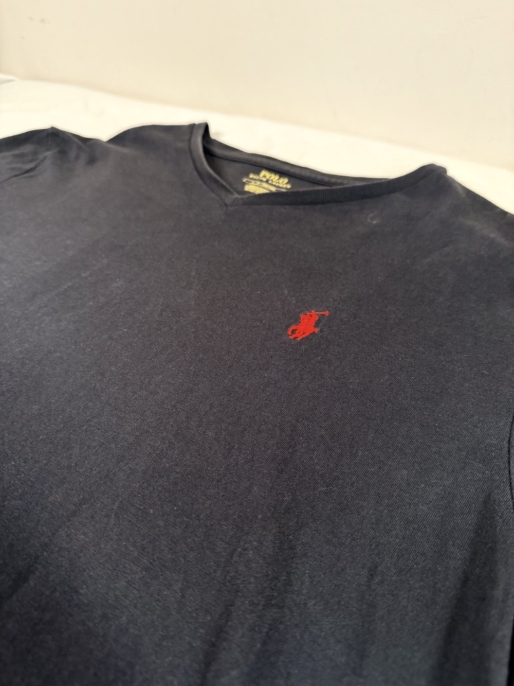 Men's Polo Ralph Lauren V-Neck Short Sleeve Shirt Size Large - Dark Blue
